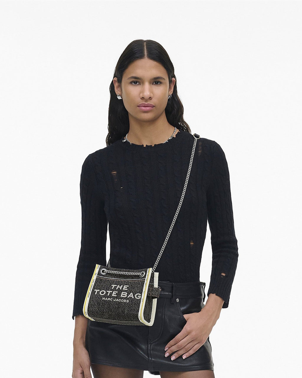 The Denim Chain Crossbody Tote Bag