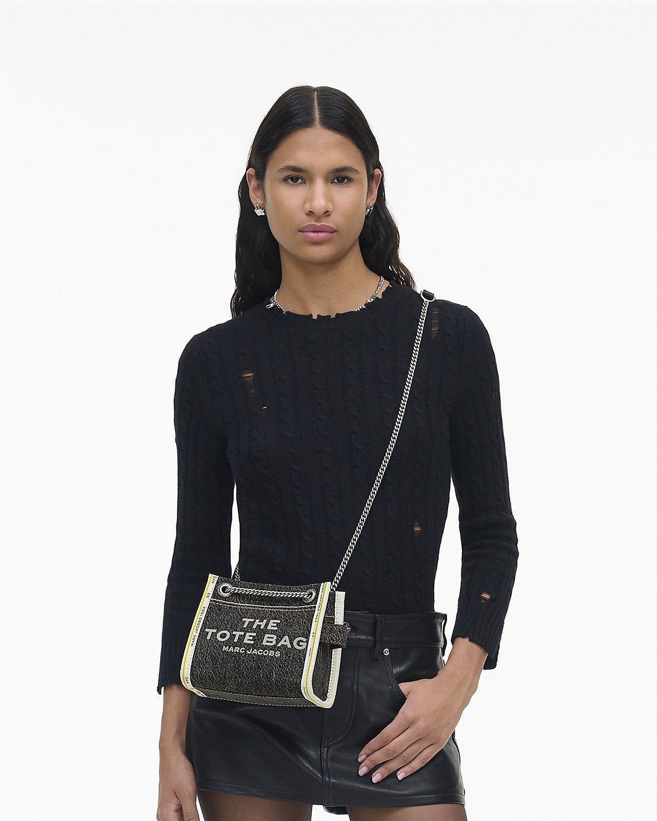 The Denim Chain Crossbody Tote Bag